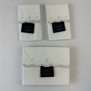 Ralph Lauren Malin Scallop Organic Cotton Flat Sheet, King and 2 King Pillowcase